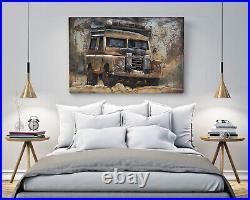 Land Rover Series III 109 All Metal Canvas Painting 3-D Classic Car Sculpture