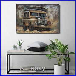 Land Rover Series III 109 All Metal Canvas Painting 3-D Classic Car Sculpture