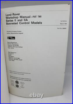 Land Rover Series ll & llA Part Two Repair Operation Manual 1969 1st Ed 606408
