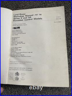 LandRover Series ll & llA Part One & Part Two 1st Ed 1969Repair Manual 606407/8