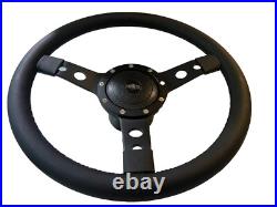 Landrover Series 2/3 48 Spline Black 14 Inch Leather Steering Wheel & Boss