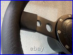 Landrover Series 2/3 48 Spline Black 14 Inch Leather Steering Wheel & Boss