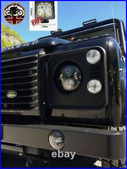 PAIR LED BLACK Headlights RHD E MARKED 7 H4 for Land Rover Defender 90 110