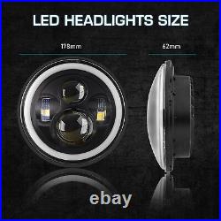 Pair 7 Inch HALO Angel Eyes For Land Rover Defender 90/110 LED DRL Headlights
