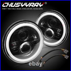 Pair 7 Inch Led Headlights E Marked Rhd For Land Rover Defender 110 90 Chrome