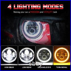 Pair 7 Inch Led Headlights E Marked Rhd For Land Rover Defender 110 90 Chrome