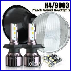 Pair 7''Inch Round Led Headlights Hi/Lo Beam DOT For Land Rover Defender TD4 TD5