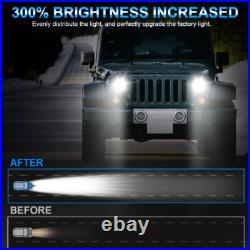 Pair 7''Inch Round Led Headlights Hi/Lo Beam DOT For Land Rover Defender TD4 TD5