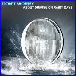 Pair 7''Inch Round Led Headlights Hi/Lo Beam DOT For Land Rover Defender TD4 TD5