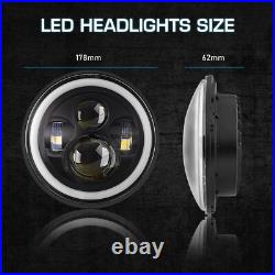 Pair 7 Led Black Halo Headlights High Low White/amber Drl Dot E Marked Uk Eu Us