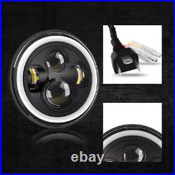 Pair 7 Led Black Halo Headlights High Low White/amber Drl Dot E Marked Uk Eu Us