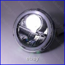 Pair of LHD 7 Inch LED Head Lamps Lights with Halo Sidelight & Chrome Reflector