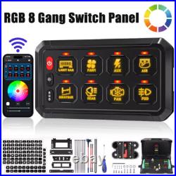 RGB LED 8 Gang Auxiliary Switch Panel Dimmable APP Remote for Car Boat RV 12-24V