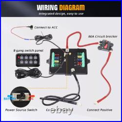 RGB LED 8 Gang Auxiliary Switch Panel Dimmable APP Remote for Car Boat RV 12-24V