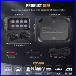 RGB LED 8 Gang Auxiliary Switch Panel Dimmable APP Remote for Car Boat RV 12-24V