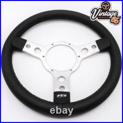 Steering Wheel Upgrade 14 Polished Alloy Vinyl Semi Dished For Classic Cars