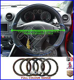 Universal Black/blue Steering Wheel Cover Faux Leather 37 To 39cm-lrv