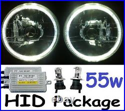 WHITE 7 Headlights & H4 55w Hi/Lo HID Kit fits Land Rover Series 1 2 2A 3