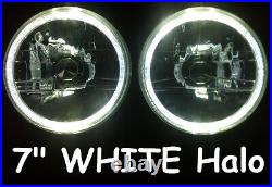 WHITE 7 Headlights & H4 55w Hi/Lo HID Kit fits Land Rover Series 1 2 2A 3